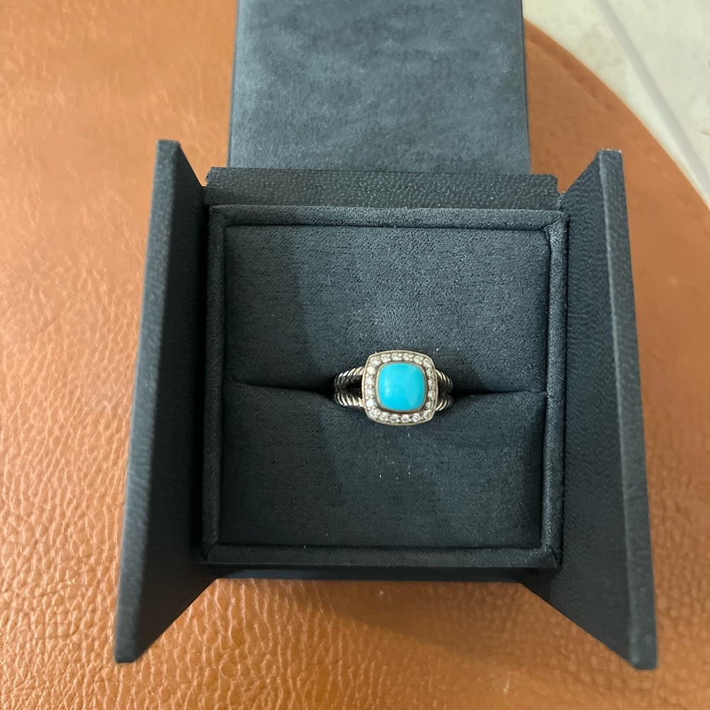 David Yurman Petite Albion Ring with turquoise and diamond LIMITED—LIKE NEW